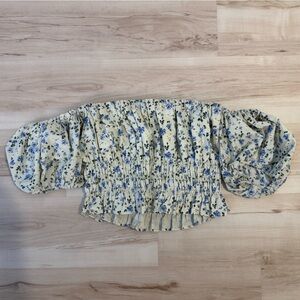 Abercrombie & Fitch Floral Off The Shoulder Puff Sleeve Top